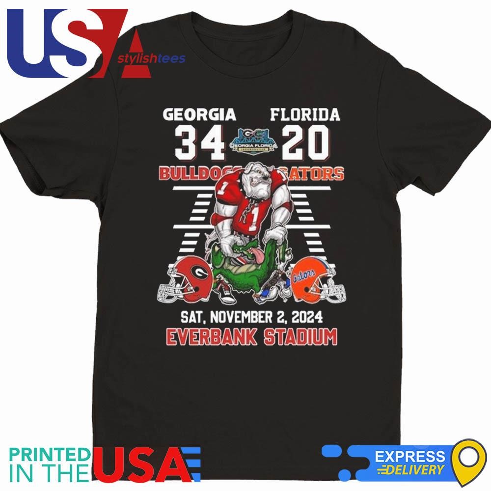 Georgia Bulldogs 34-20 Victory Over Florida Gators at Everbank Stadium 2024 Shirt