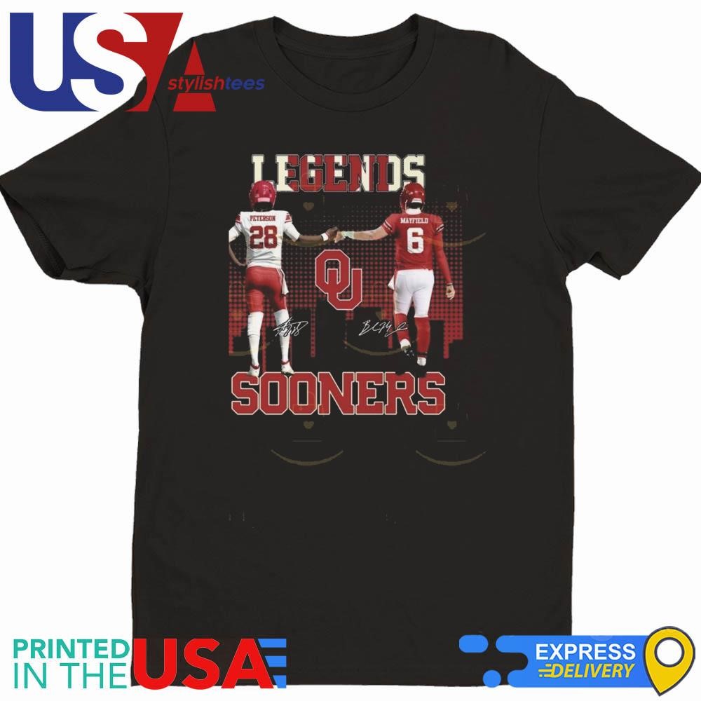 Oklahoma Sooners Adrian Peterson x Baker Mayfield Legends Signatures 2024 Shirt