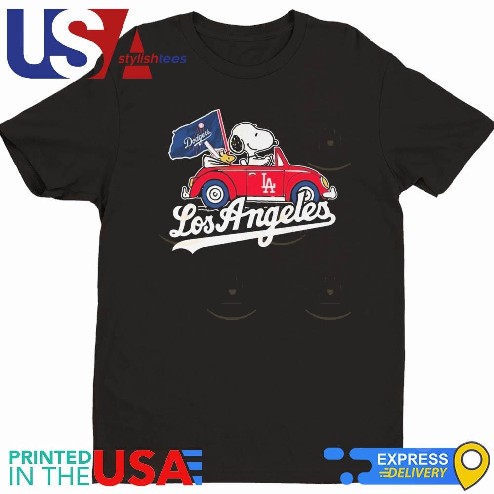 Snoopy And Woodstock Drive Car Los Angeles Dodgers 2024 Shirt