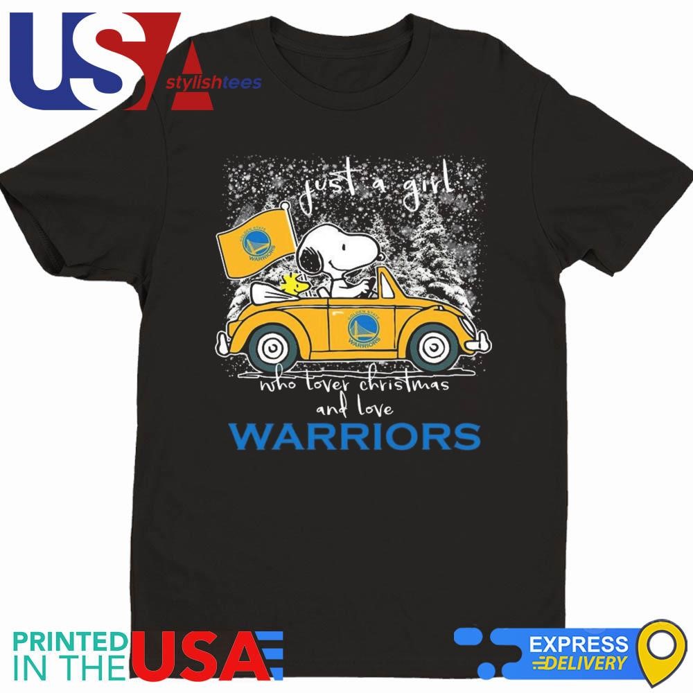 Snoopy And Woodstock Peanuts Just A Girl Who Lover Christmas And Love Golden State Warriors 2024 Shirt