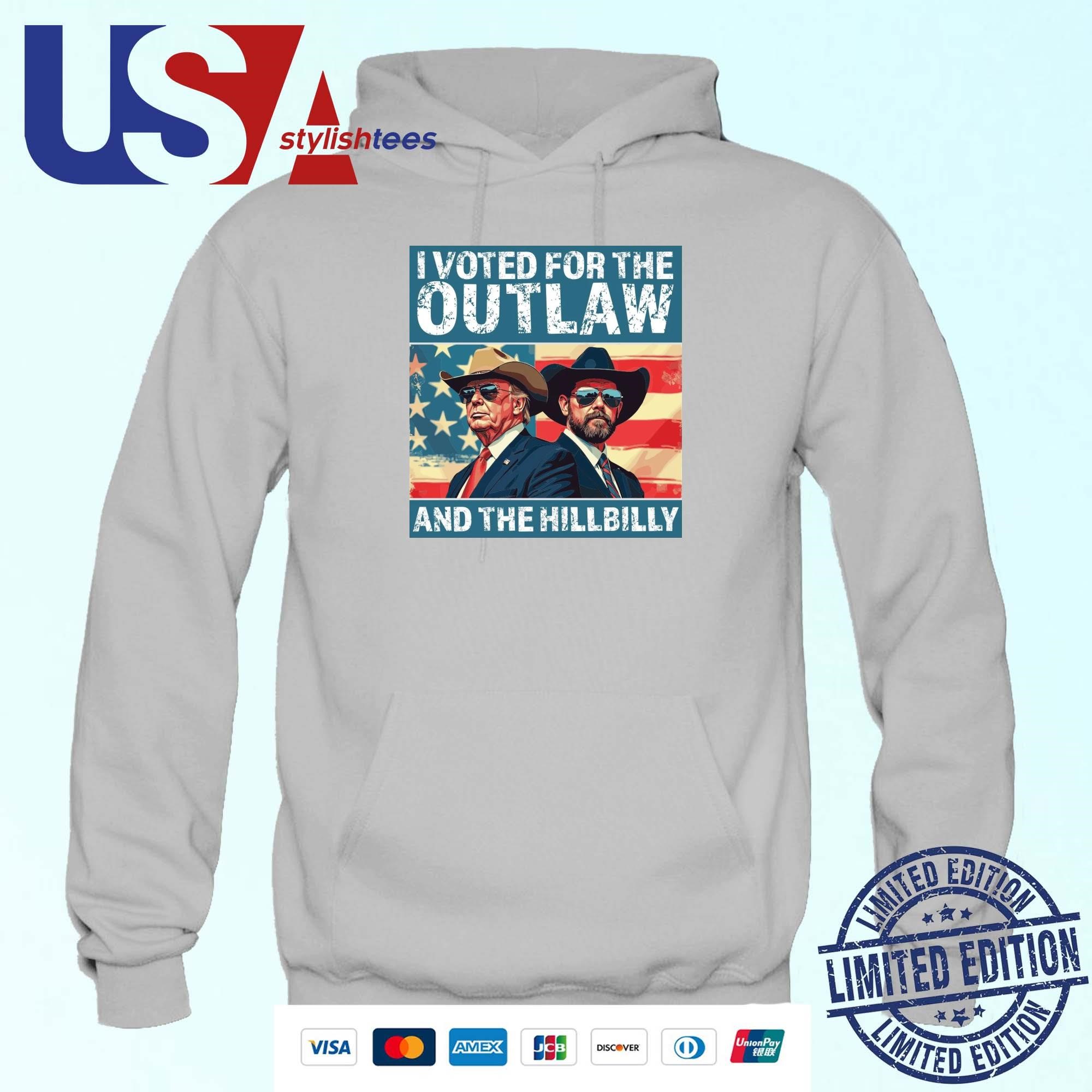 Trump Vance Vintage I Voted For The Outlaw And The Hillbilly 2024 USA Flag Hoodie