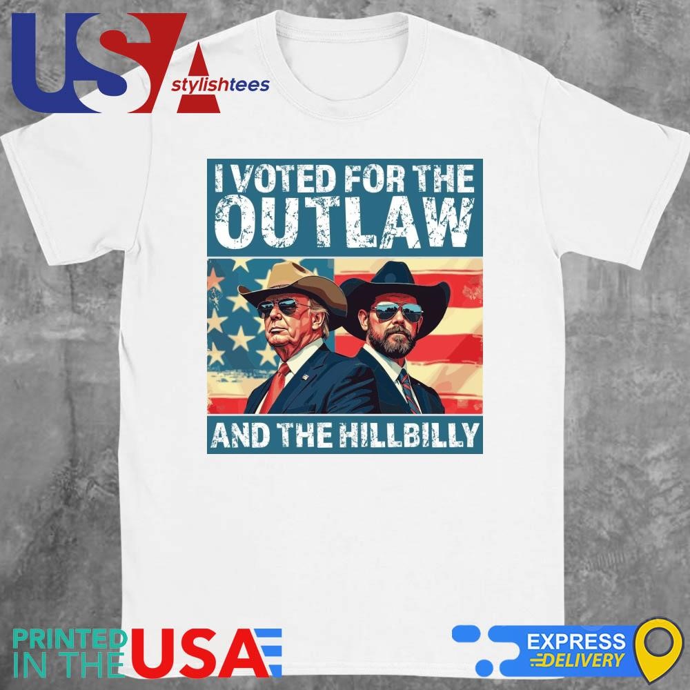 Trump Vance Vintage I Voted For The Outlaw And The Hillbilly 2024 USA Flag Shirt