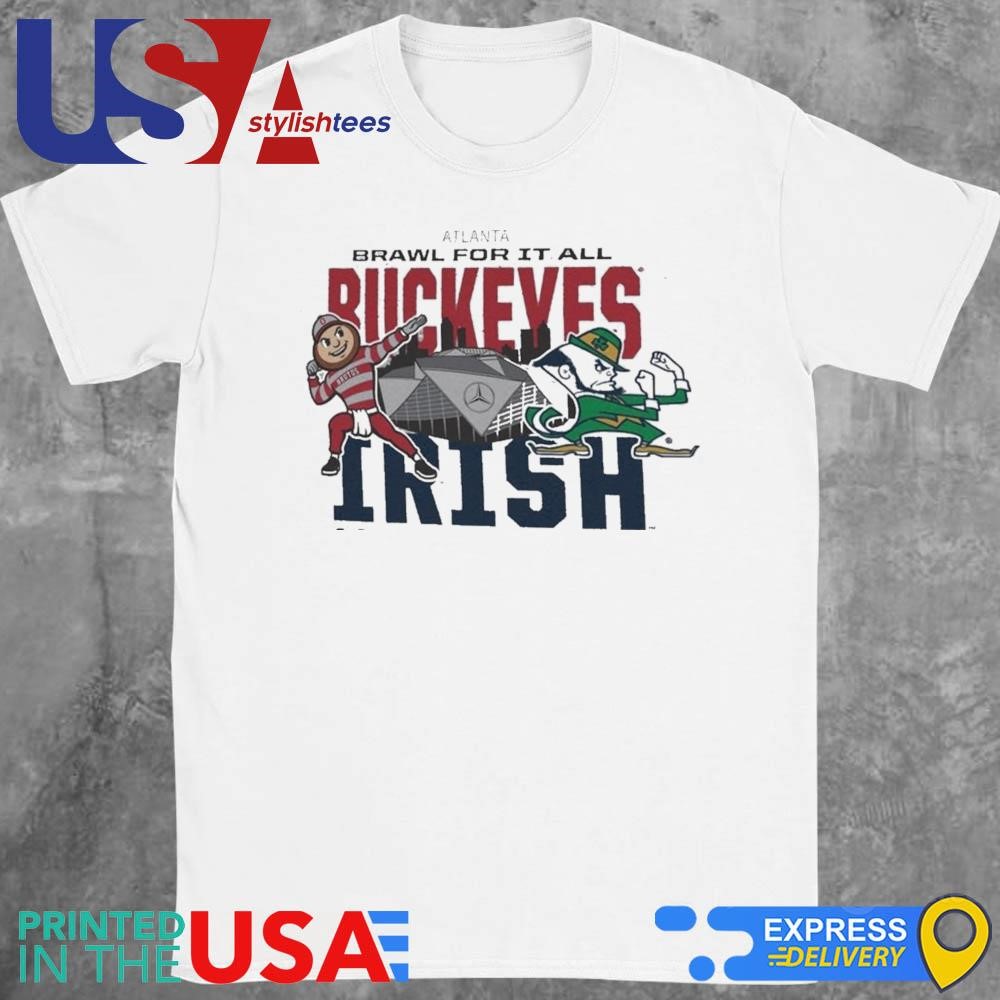 Ohio State Buckeyes Vs Notre Dame Fighting Irish NCAA 2025 National Championship Jan 20 Atlanta Brawl For It All Dueling Mascot T-shirt